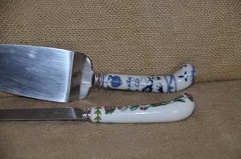 (#45) Vintage Ceramic Handle Prill England Cake Server And Portmeirion Knife Not Matching Set