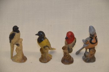 388) Vintage Assorted Colorful Plastic Bird Figurines 2.5'H Set Of 4