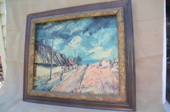 (#151) Vintage Wood Framed Picture Painting 30.5x26