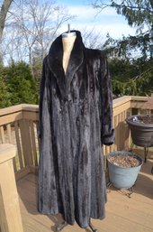 Large Yanni's Fur Black Mink Coat Approx. 50' Length Large - Stored At Furrier