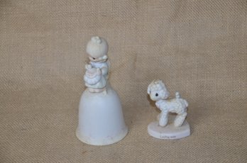 (#33)  Precious Moments Figurines Loving Ewe 3' And Mother Bell 6'H