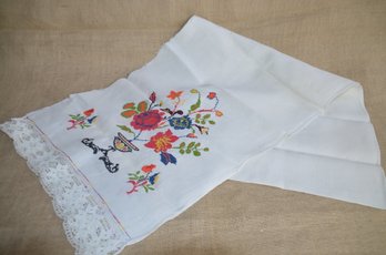 (#119) Embroider Long Table Runner 88x16 Few Stains