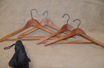 (#179) Vintage Wood Hangers And Umbrella