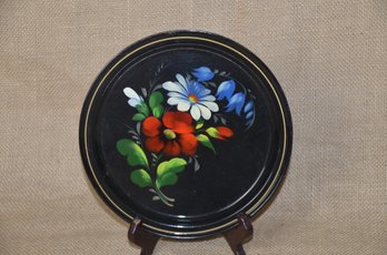 (#35) Metal Hand Painted Decorative Plate 7'