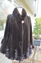 Laurette Furs Woodmere, NY Dark Brown Sheared Mink Jacket Mink Bottom Trim 32' Length Lrg - Stored At Furrier