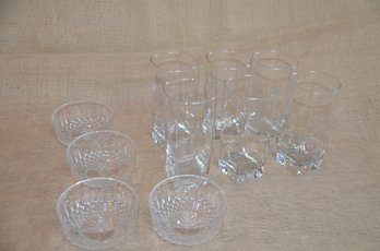 (#123) Tumbler 6 Drinking 6'H Glasses ~ Set Of 4 Dip Bowls 4x2