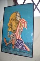 157) Spiro Agnew Picture With Flag 22x34