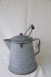 16) Vintage Gray Enamel Coffee Tea Pot 9.5'H