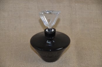 (#126) Black Glass Art Deco Perfume Bottle