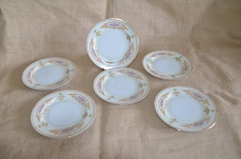 (#40) Set Of 6 Hand Painted ' Holly' China Appetizer Plates MELODY 6.5'