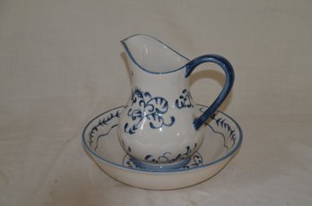 23) Homestand Shop Inc. Blue & White Wash Bowl And Matching Pitcher