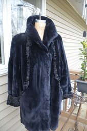Black Shear Mink Lamb Trim By Ben-ric 3/4 Jacket Coat Large Approx. 39' Length - Stored At Furrier