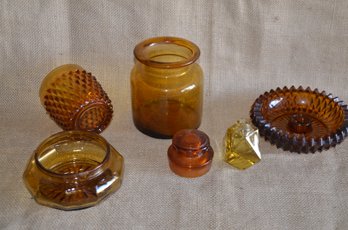 (#103) Assorted Amber Glass Pieces Misfits (6)
