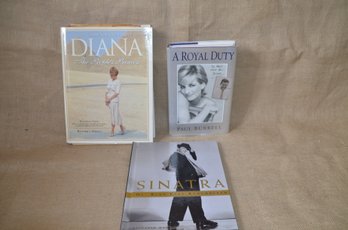 (#86) Princess Diana Hard Cover Books (2) And Frank Sinatra