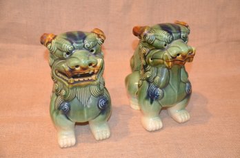 (#82) Pair Of Ceramic Foo Dogs 10'H