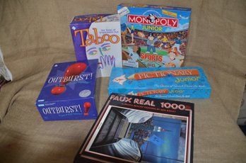 (#27) Assorted Games Taboo, Pictionary, Monopoly, Outburst And Puzzle