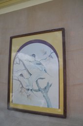 (#159) Vintage Frame Picture Of Geese Print 18x25