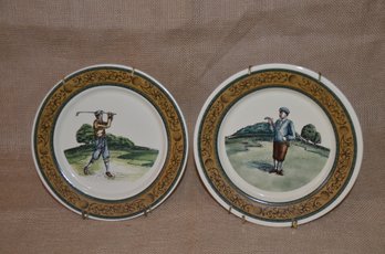 (#88) Ceramic Wall Hanging Golf 8' Plates 1993 With Holder