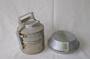 22) Vintage Aluminium Portable Cow Milk Or Pots AND Camping Mess Kit Cooking Pan, Cup And Bowl