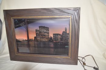 164) Hammacher Schlemmer NEW Revolving Picture New York City Skyline Of Manhattan 24x18