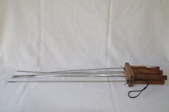 23) BBQ Wood Skewer With Holder 27' Long