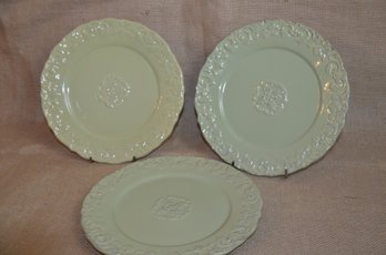 (#4) 3 Decorative Dessert Plates 9.5' Sage Color