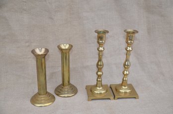 (#58) Brass Candle Stick Holders  2 Sets 8' And 6'