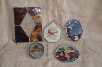 (#108) Assorted Stain Glass Trinkets (5) From 3' To 4'