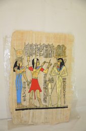 7) Egyptian Art On Papyrus Hand Painted Temple Walls 13x16