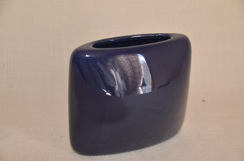 131) Navy Blue Oblong Ceramic Vase