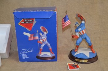 (#35) 1990 Marvel Collection CAPTAIN AMERICA Limited Edition 7,500 On Wood Base