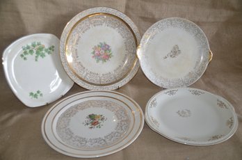 (#49) Vintage Creamer Gold Detail Serving Plates (see Details) Some Crazing