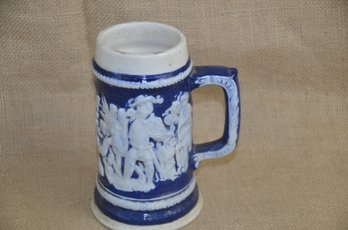 (#136) Ceramic Blue And White Beer Mug