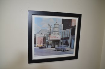 (DK 1) Framed Certificate Signed Artist Davis Cone Wink Theater In Dalton Georgia Offset Lithograph