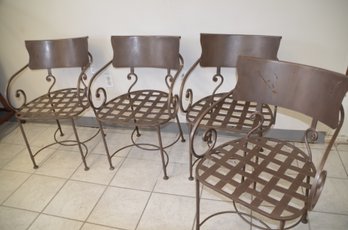 (#6) Wrought Iron Dining Chairs Set Of 4