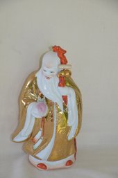 12) Chinese Fu Lu Shou Gold Gilts Painted Porcelain Figurine 9'H