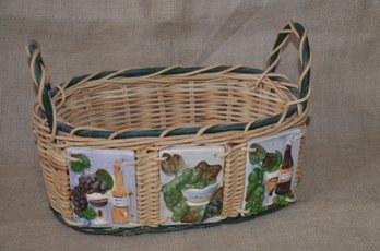 (#98) Wicker Bread Basket Porcelain Decorative Detail
