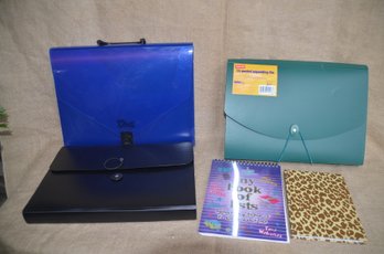 (#82) Office Supplies: Portable Expanding File Holder And Note Books