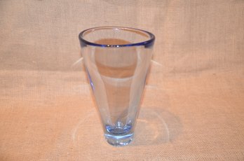 (#95 ) Blue Tint Glass Vase 9.5'H