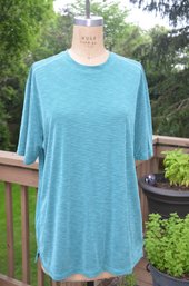 7LS) Tommy Bahama Turquoise Short Sleeve Pullover Shirt Size Large