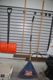 Brooms, Rake, Snow Shovel