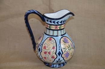 (#16) Beautiful Water Juice Pitcher 10.5' Capriware Hand Painted In China (see Condition Notes)