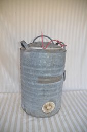 (#100) Vintage Igloo Gray Galvanized Metal Cylinder Water Cooler
