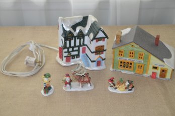 (#156) Department 56 New England Village House ~ Miller Toy Shop ~ Department 56 Rain Deer With Santa