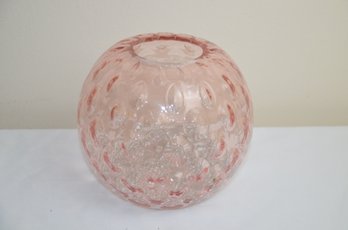 (#89) Pink Glass Thumb Print Pattern Vase