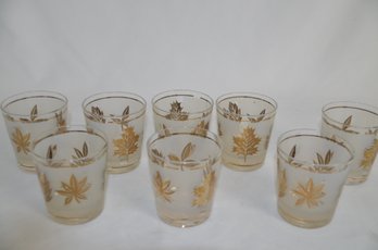 (#43B) Vintage MCM Libbey Starlyte Gold Leaf Design Highball Glasses 3.5'Height Lot Of 8