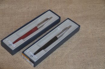 (#140) Parker Jotter Ball Point Pens In Case Set Of 2 - Work