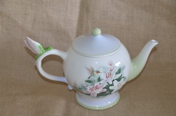 (#56) Hummingbird & Lilies Tea Pot 8'H