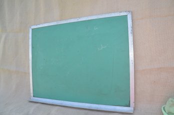 (#172) Green Chalk Board With Metal Ledge To Hold Chalk 24x18
