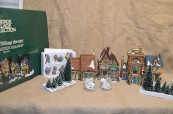 (#80) Department 56 MANCHESTER SQUARE 1997 Set Of 25 Heritage Dickens Village Series